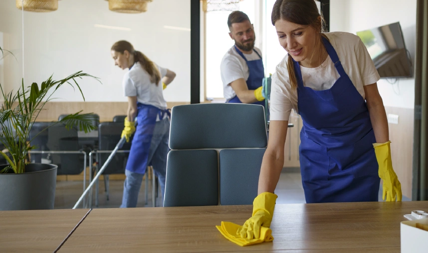 Professional office cleaning team