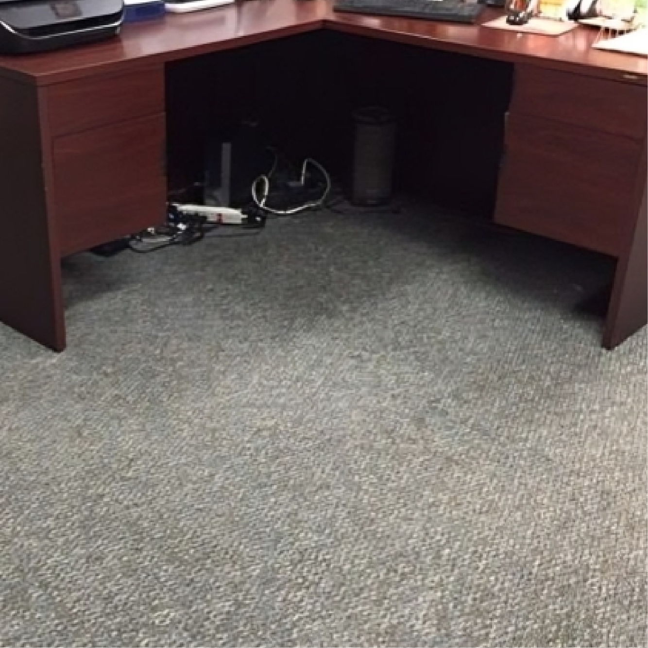 Clean carpet under desk