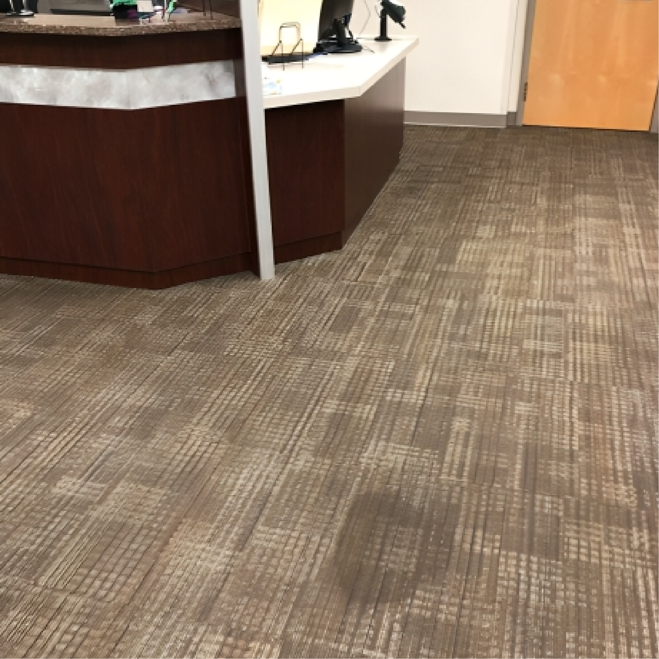 Stained office carpet floor