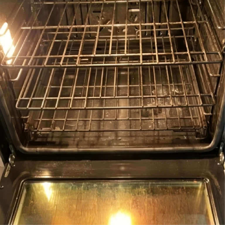 Greasy stained oven floor